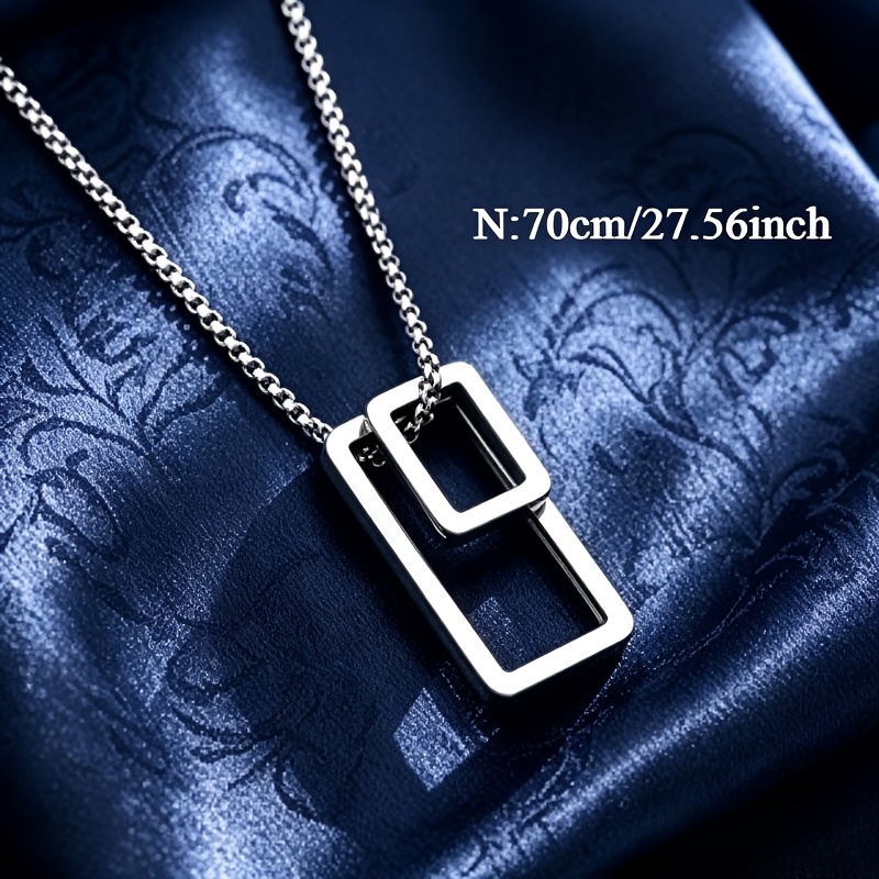 Stylish Double Geometric Pendant Chain Necklace, Unisex